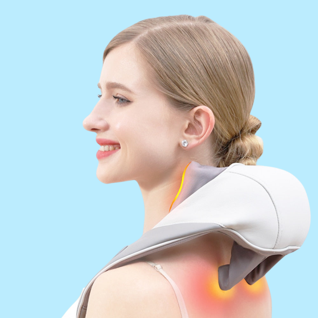 Dites adieu aux douleurs cervicales et au stress. EasyMassage™ : Votre expert en massage portable quand vous voulez avec fonction chaleur.